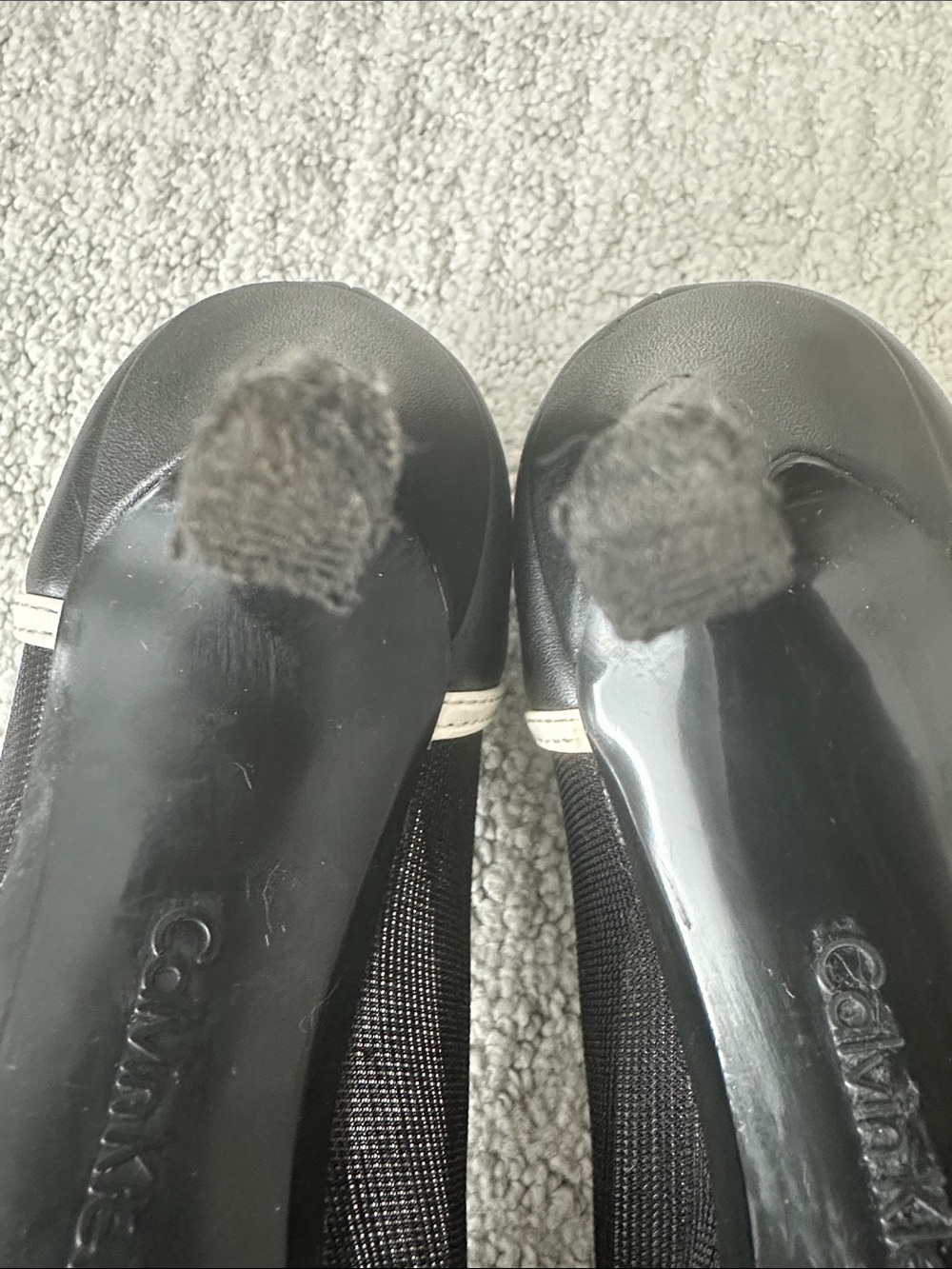 Calvin Klein Black Pumps with White Trim - Pointed Toe Heels - Picture 6 of 13